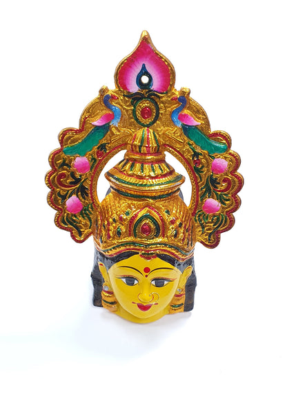 Goddess Lakshmi ( For Varalakshmi Pooja , Diwali or Wall Hanging ) Face with Nose Ring , Solid Alloy , Built to Last