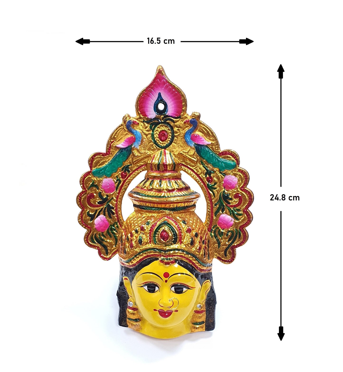 Goddess Lakshmi ( For Varalakshmi Pooja , Diwali or Wall Hanging ) Face with Nose Ring , Solid Alloy , Built to Last