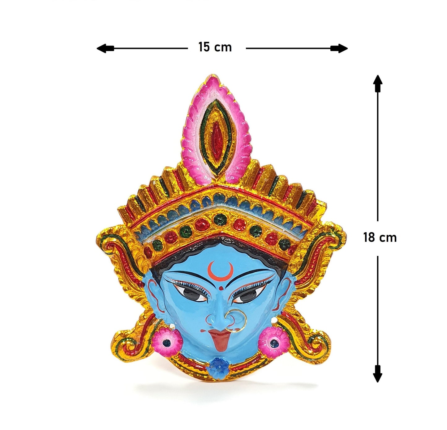 Goddess Kali Maa/Mata ( Durga ) Wall Hanging Face With Nose Ring , Solid Alloy