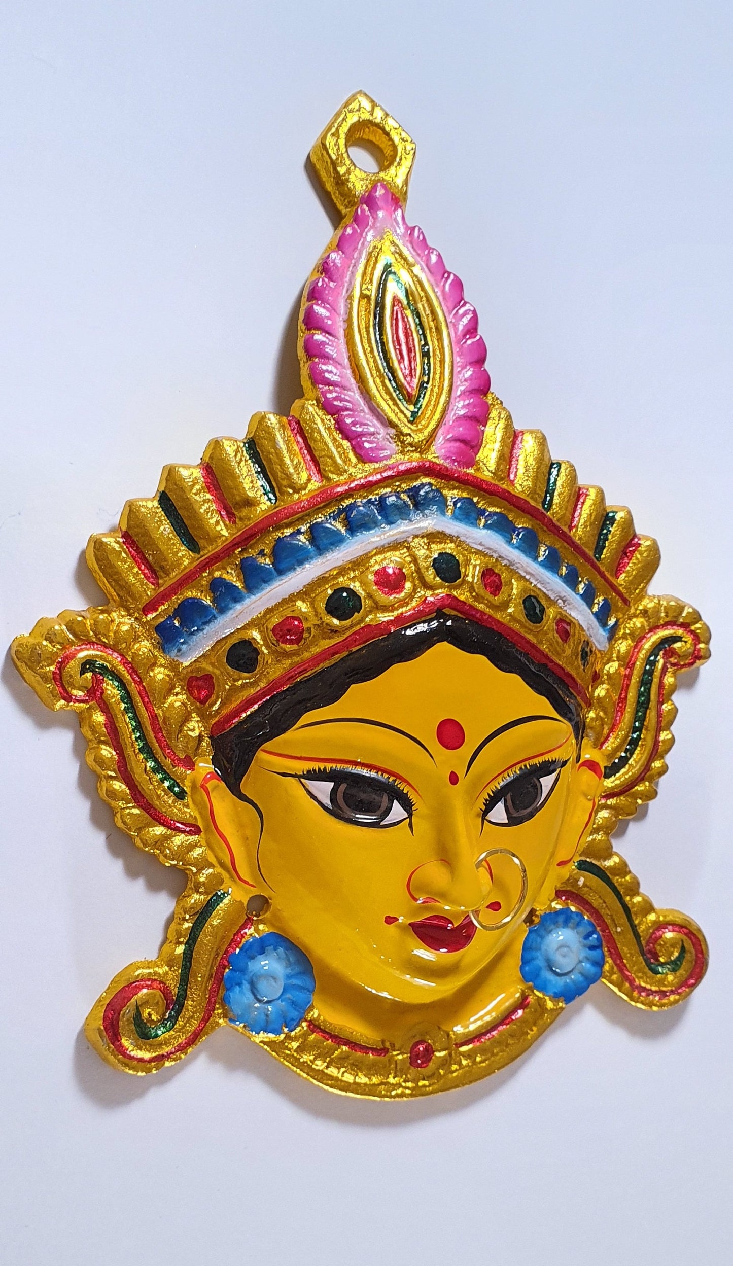 Goddess Durga Wall Hanging Face With Nose Ring, Solid Alloy, Built to last