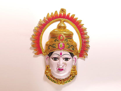 Goddess Lakshmi/Gauri ( For Varalakshmi Pooja , Diwali or Wall Hanging ) Face with Nose Ring, Solid Alloy