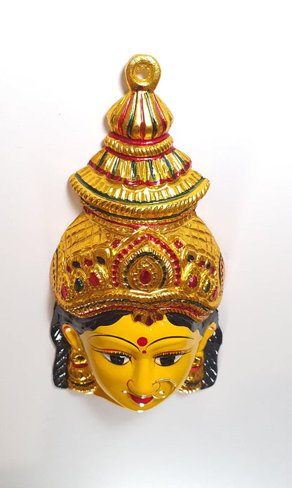 Goddess Lakshmi ( For Varalakshmi Pooja , Diwali or Wall Hanging ) Face with Nose Ring , Solid Alloy , Built to Last