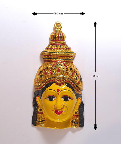 Goddess Lakshmi ( For Varalakshmi Pooja , Diwali or Wall Hanging ) Face with Nose Ring , Solid Alloy , Built to Last