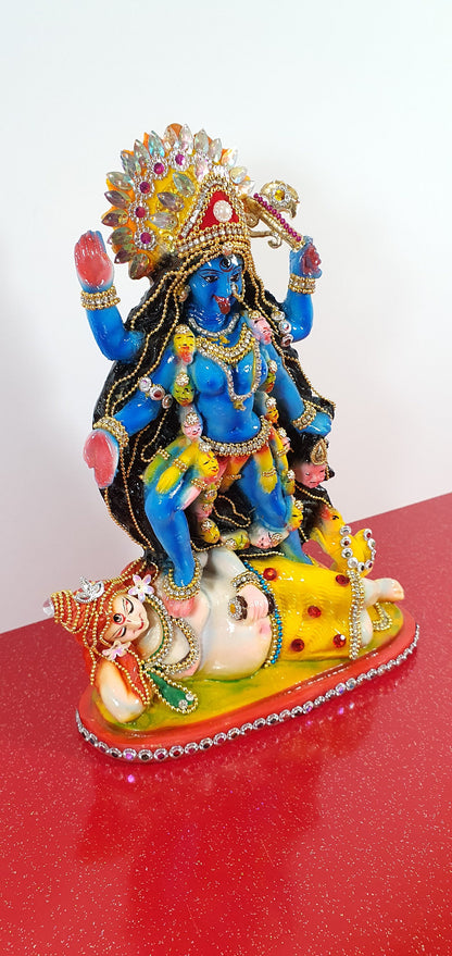 Rare hand decorated Goddess Kali Maa Lord Shiva Statue