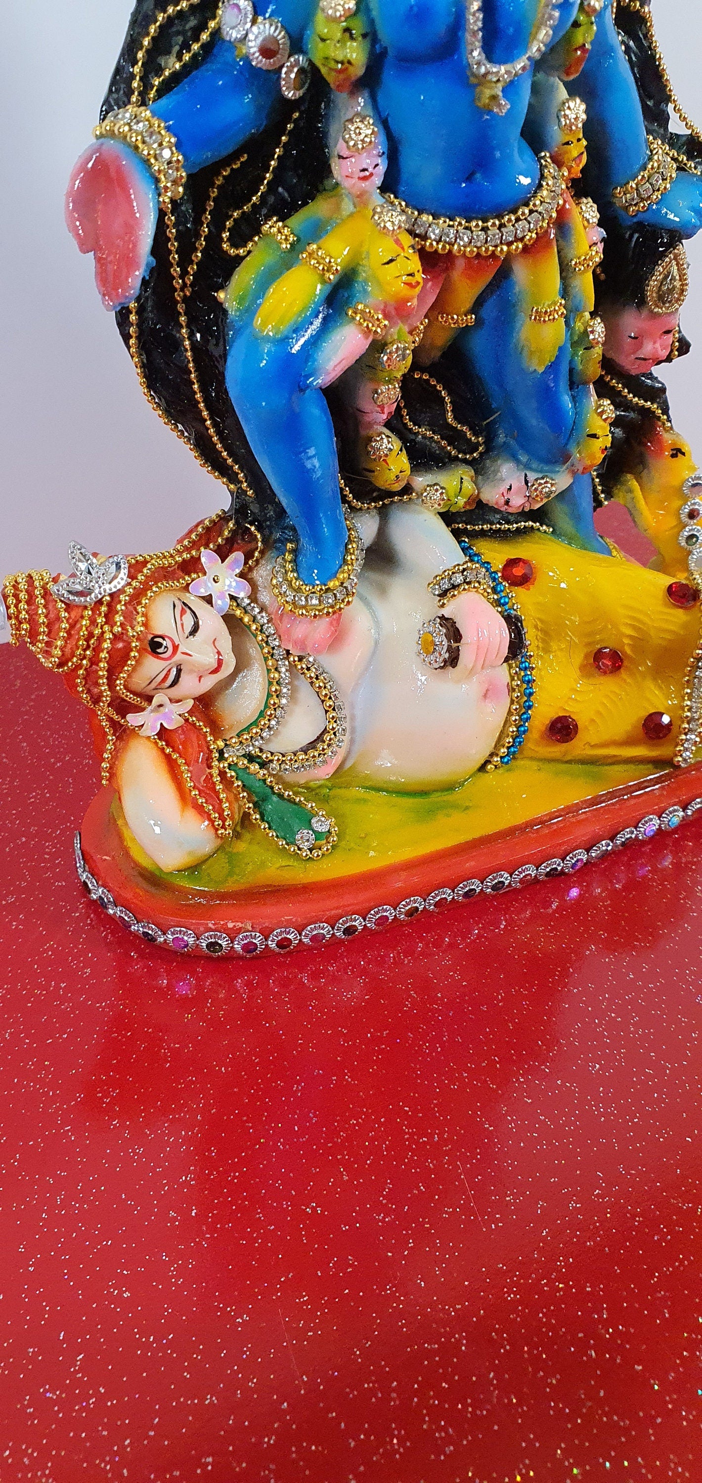 Rare hand decorated Goddess Kali Maa Lord Shiva Statue