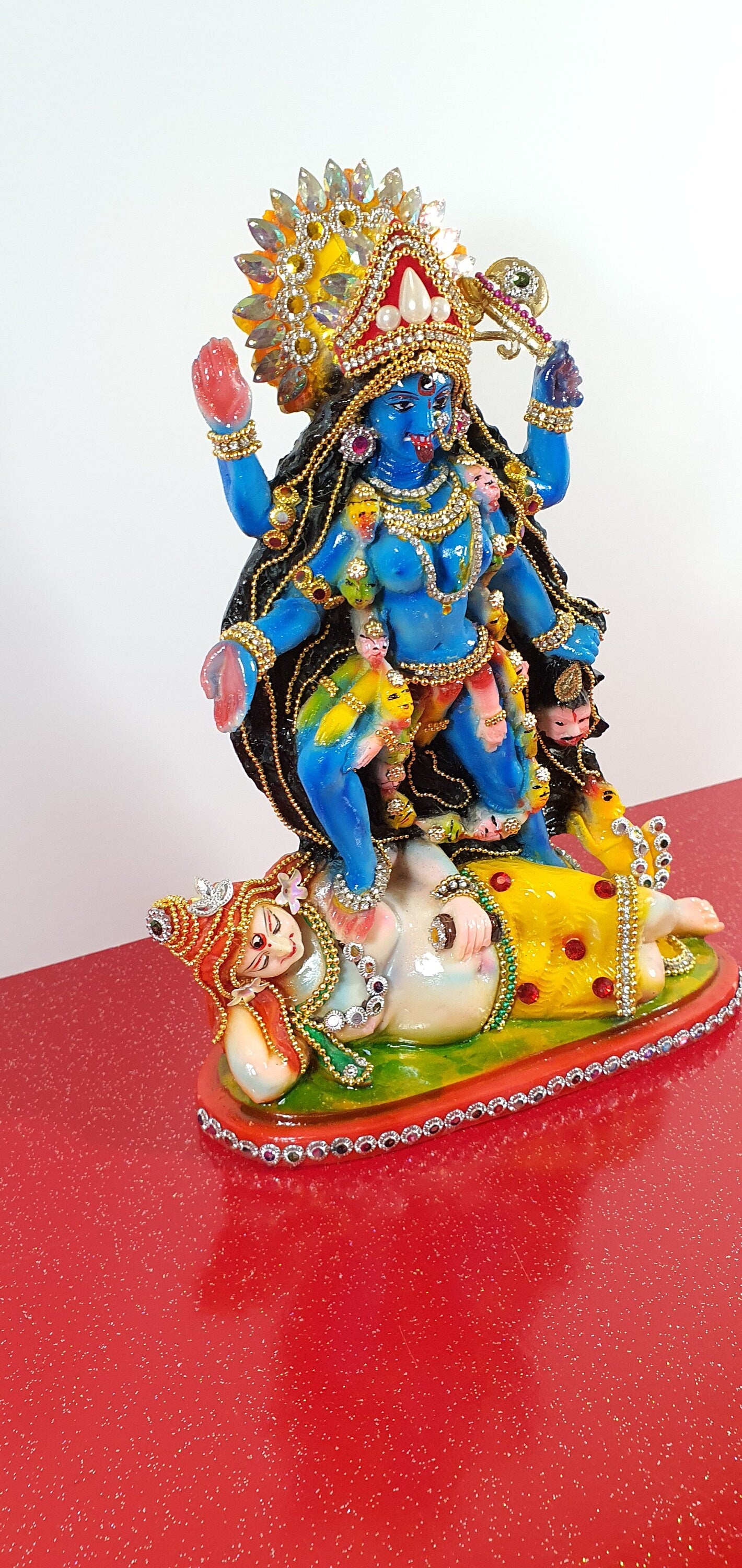 Rare hand decorated Goddess Kali Maa Lord Shiva Statue