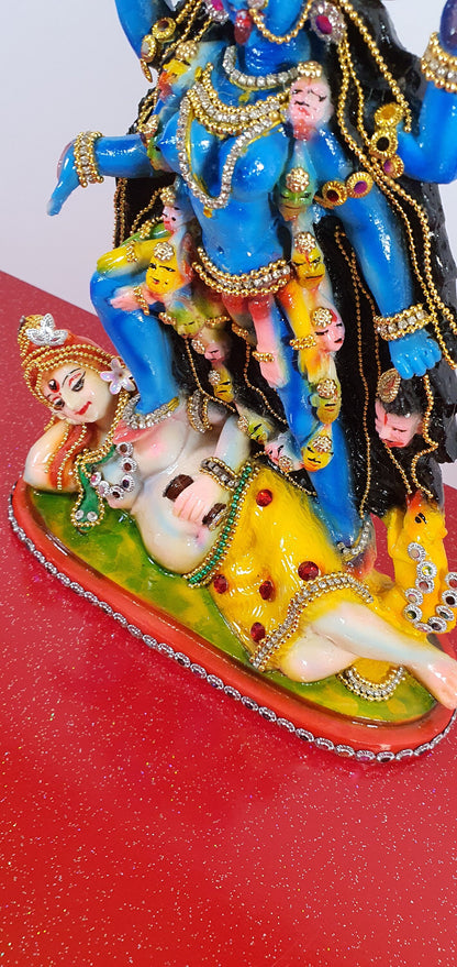 Rare hand decorated Goddess Kali Maa Lord Shiva Statue
