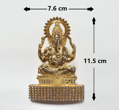 Lord Ganesh , Rare Stone Decorated, Gold Plated Idol Statue