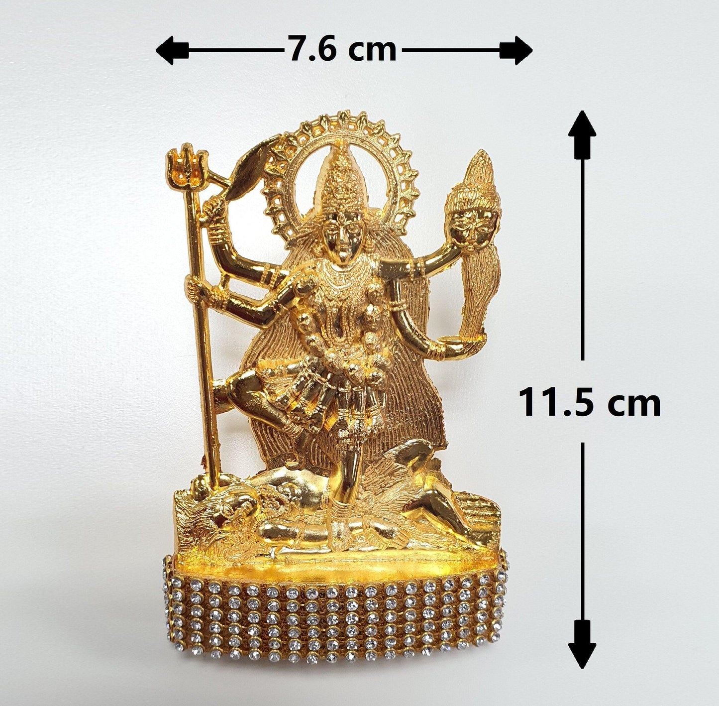 Goddess Kali Maa , Rare Stone Decorated, Gold Plated Idol Statue