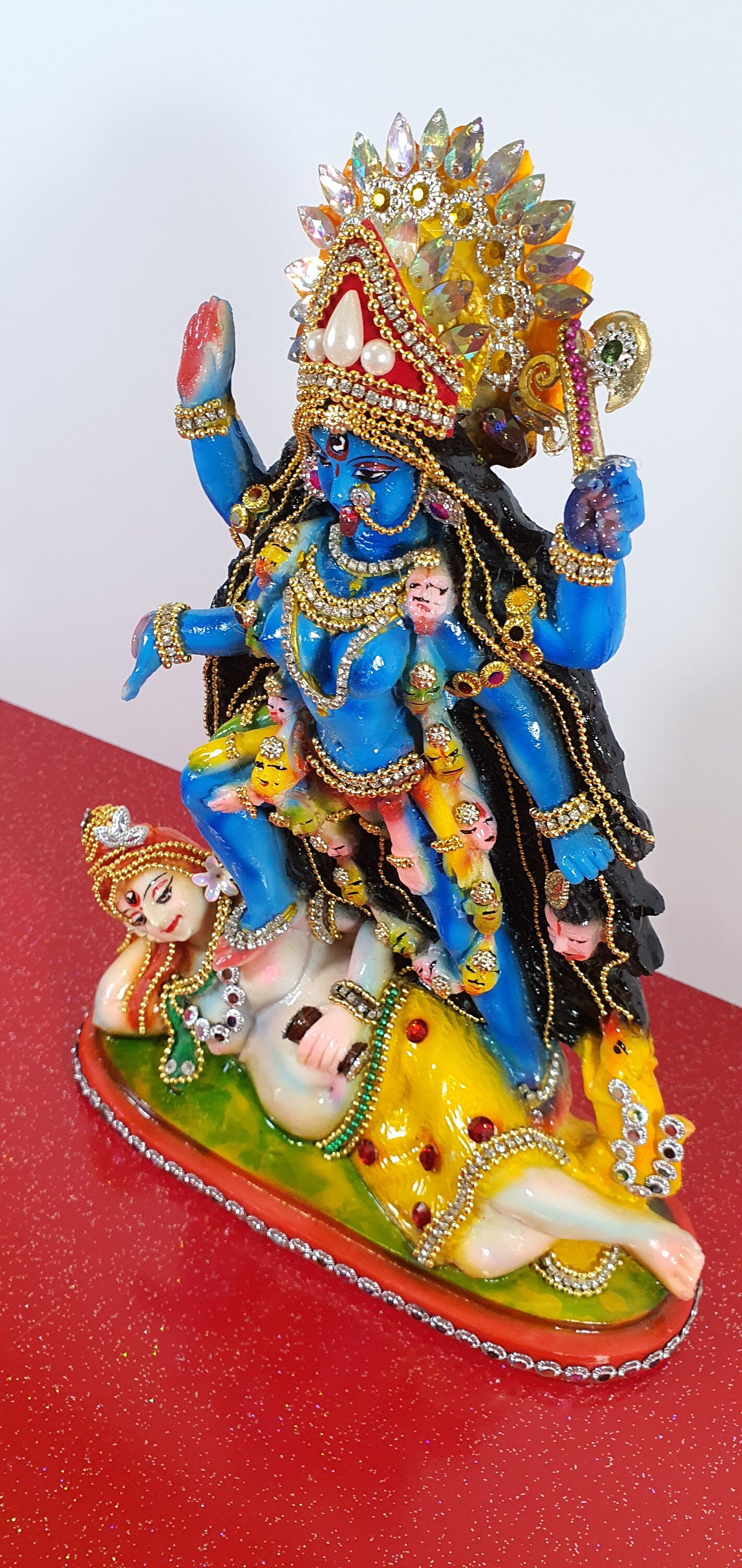 Rare hand decorated Goddess Kali Maa Lord Shiva Statue