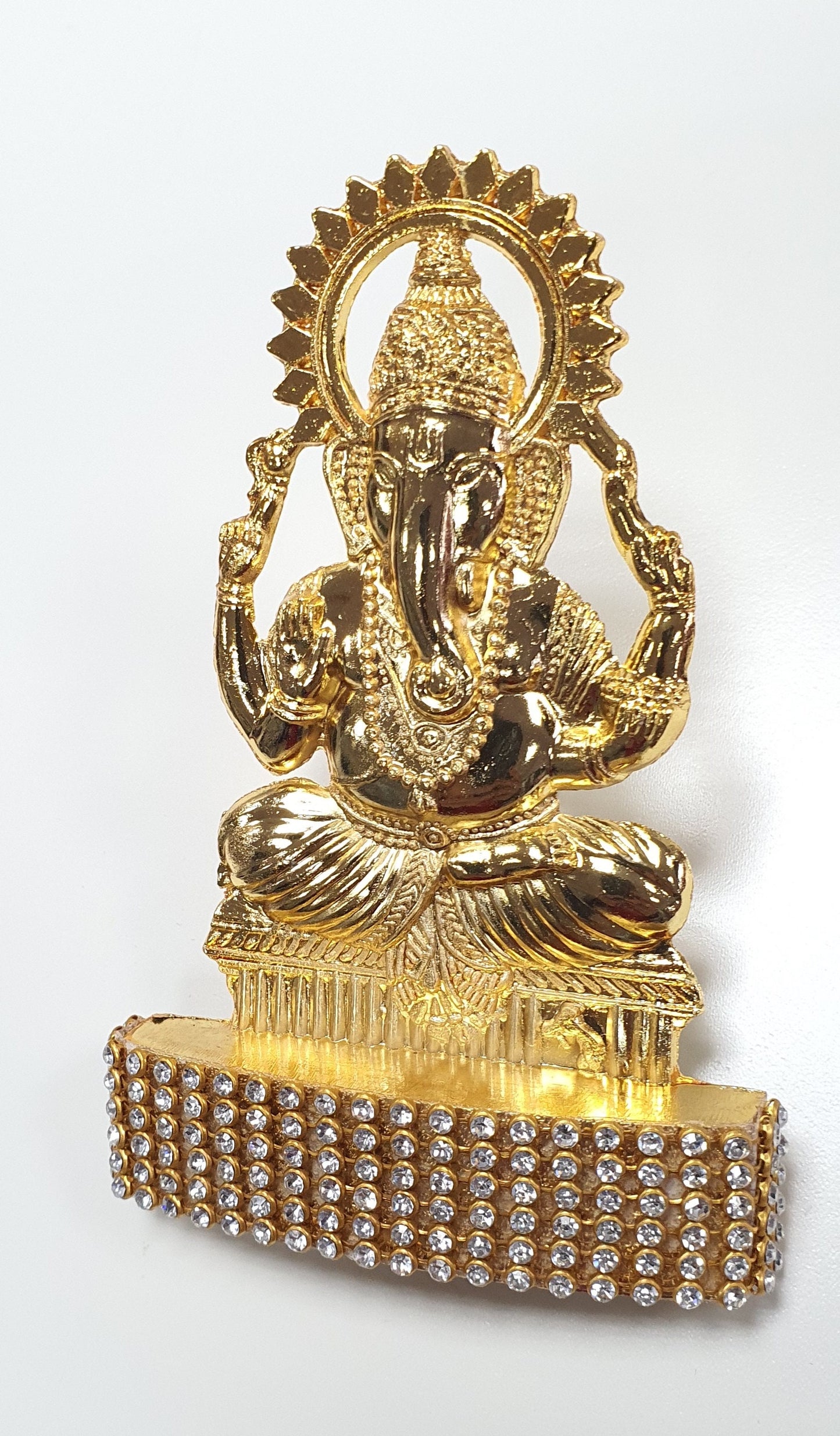 Lord Ganesh , Rare Stone Decorated, Gold Plated Idol Statue