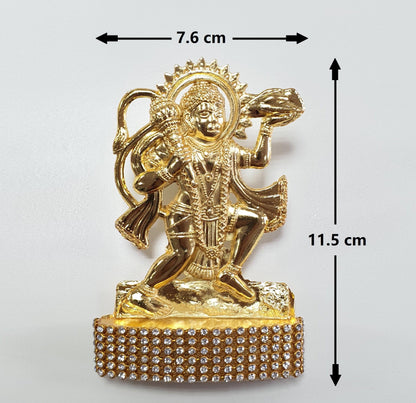 Lord Hanuman , Rare Stone Decorated, Gold Plated Idol Statue