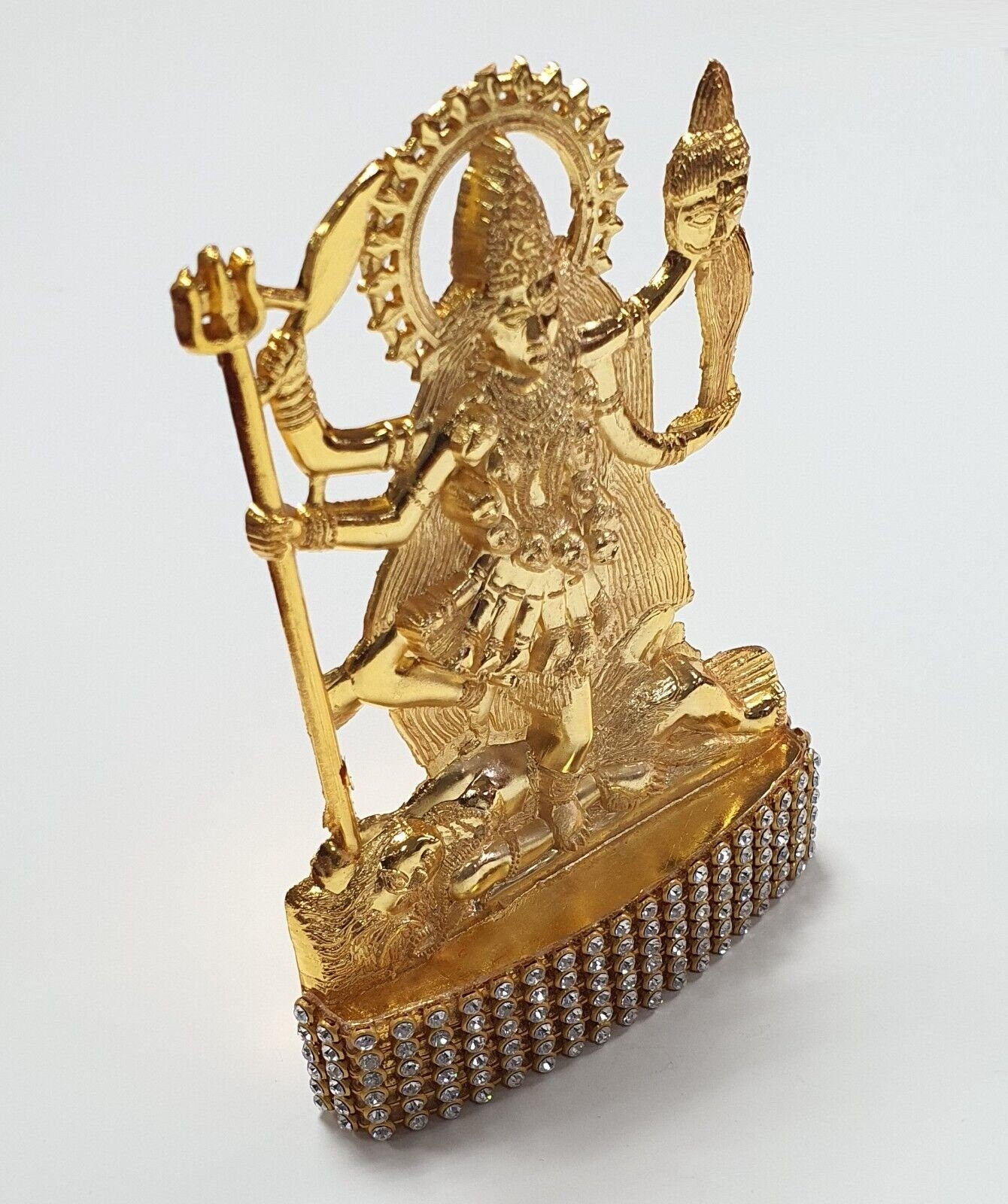 2 x Goddess Kali Maa , Rare Stone Decorated, Gold Plated Idol Statue's