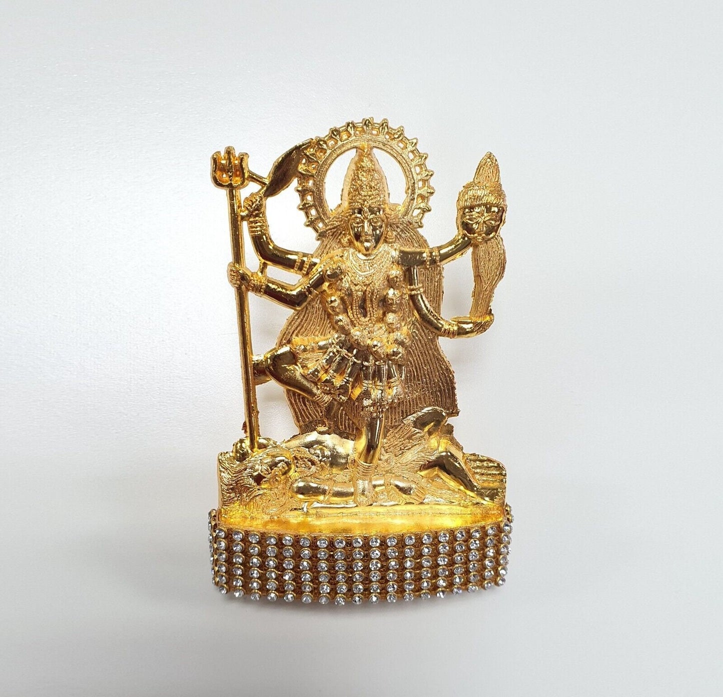 2 x Goddess Kali Maa , Rare Stone Decorated, Gold Plated Idol Statue's