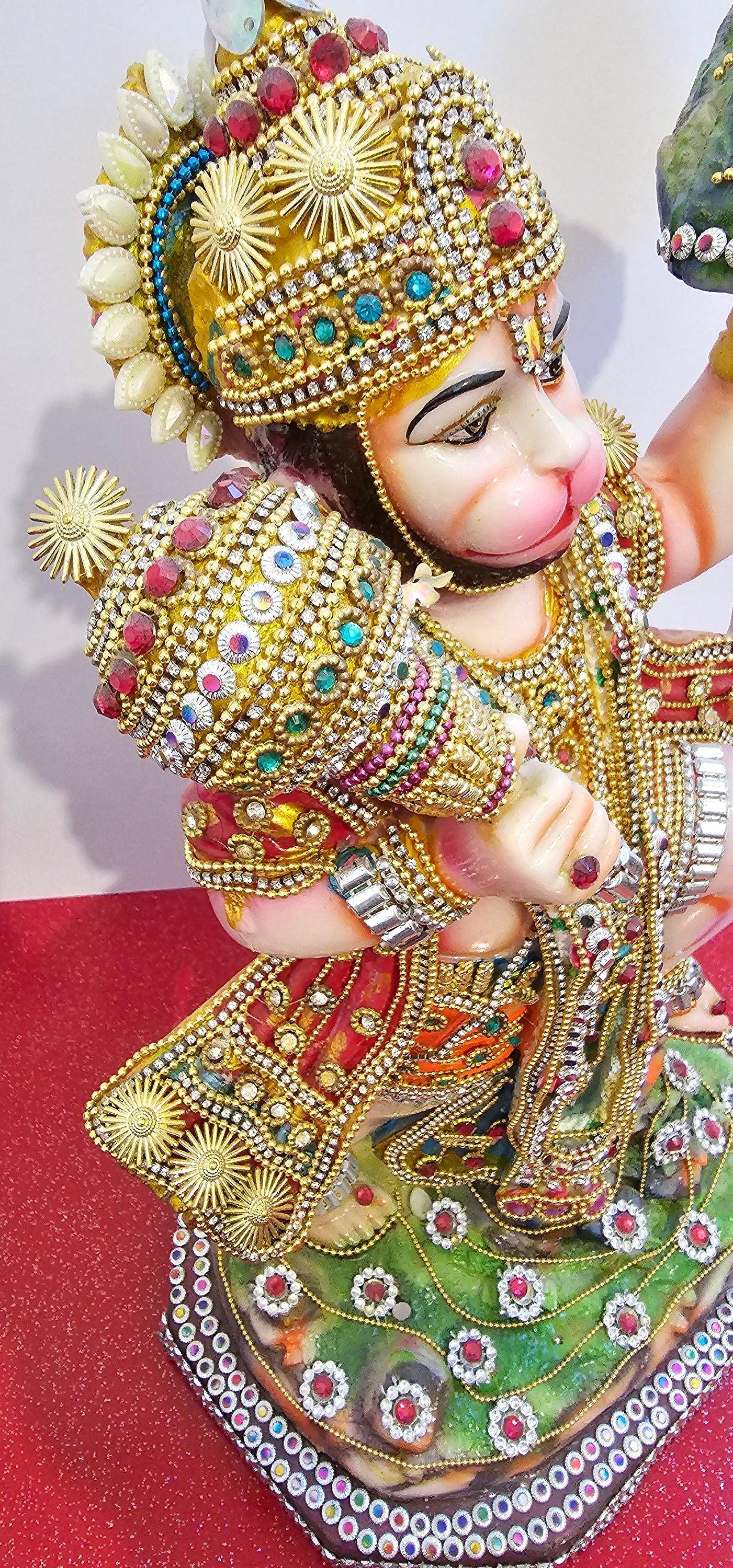 Rare Large hand decorated Lord Hanuman ( Bajrangbali ) statue