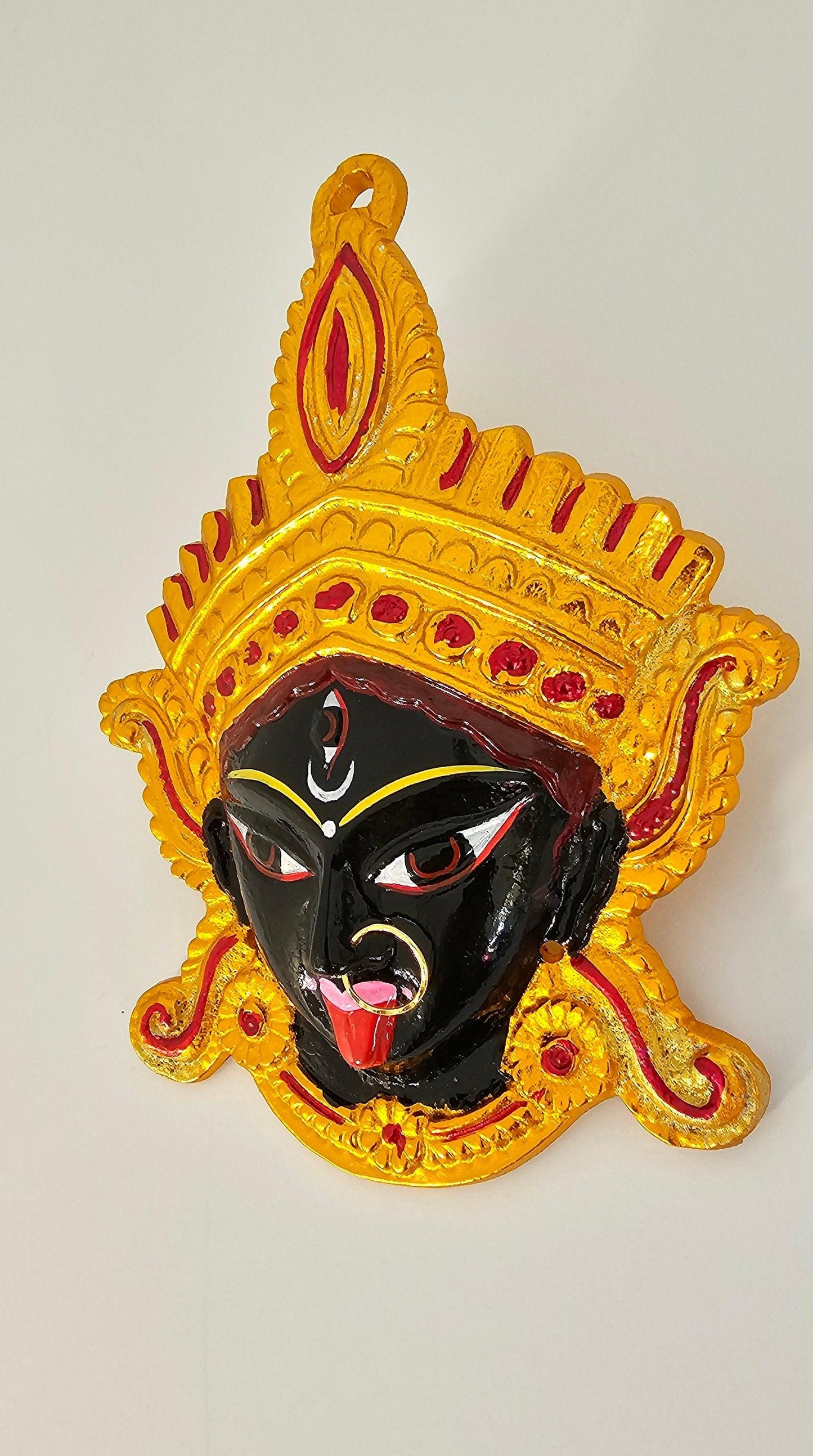 Goddess Kali Maa/Mata ( Durga ) Wall Hanging Face With Nose Ring , Solid Alloy