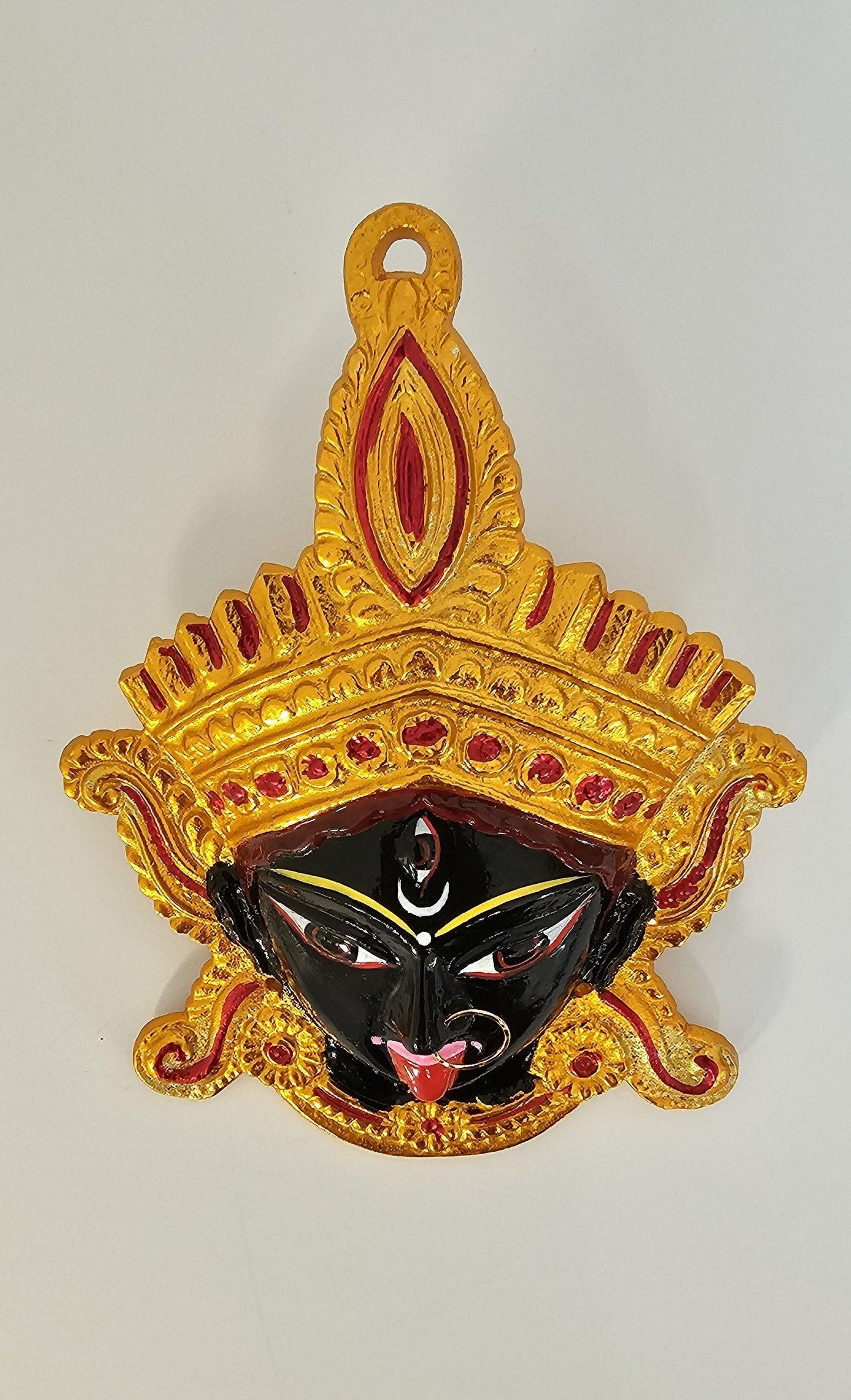 Goddess Kali Maa/Mata ( Durga ) Wall Hanging Face With Nose Ring , Solid Alloy