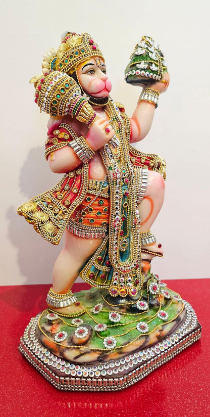 Rare Large hand decorated Lord Hanuman ( Bajrangbali ) statue