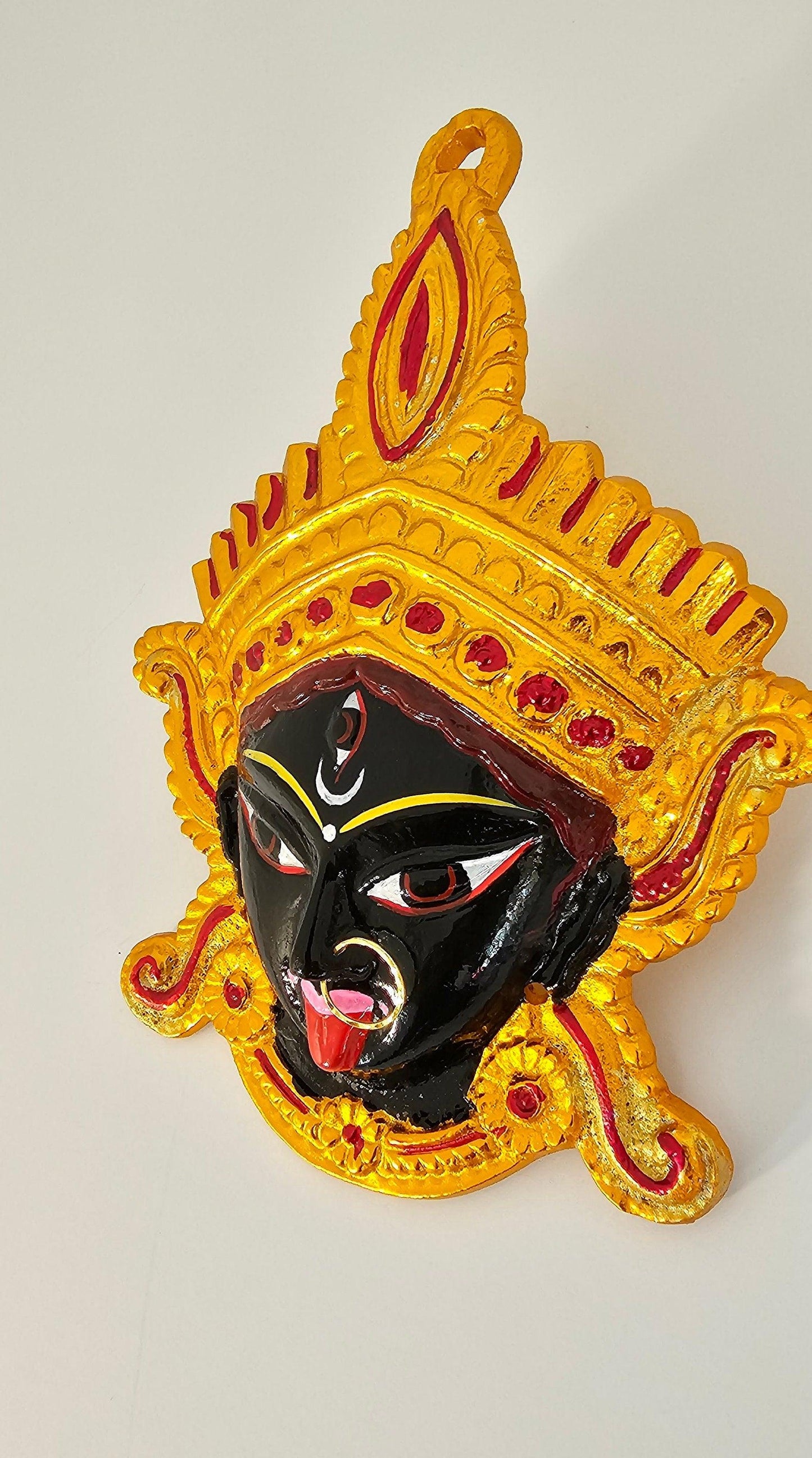 Goddess Kali Maa/Mata ( Durga ) Wall Hanging Face With Nose Ring , Solid Alloy